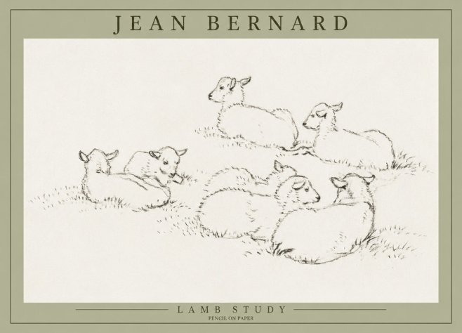Jean Bernard Study of Lambs No3 - Poster