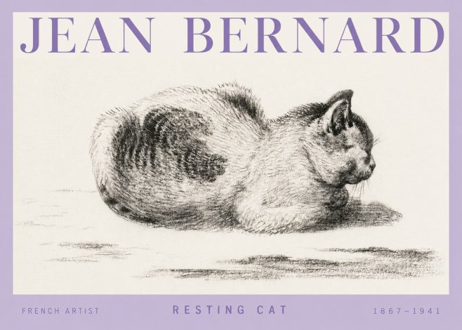 Jean Bernard Resting Cat No4 - Poster