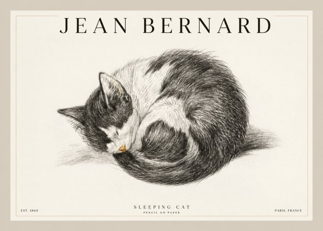 Jean Bernard Sleeping Cat VIII No2 - Poster