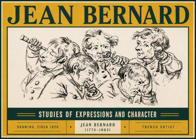 Jean Bernard Studies of Expressions and Character No5 - Poster