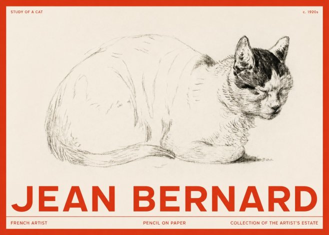 Jean Bernard Study of a Cat III No2 - Poster