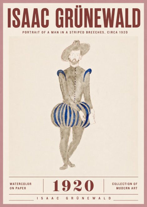 Isaac Grünewald Portrait of a Man in a Striped Breeches No5 - Poster