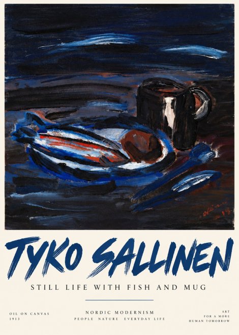 Tyko Sallinen Still Life with Fish and Mug No3 - Poster