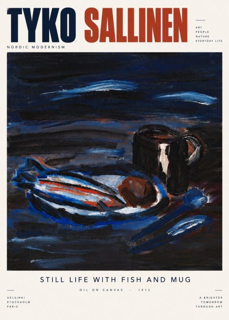 Tyko Sallinen Still Life with Fish and Mug No5 - Poster