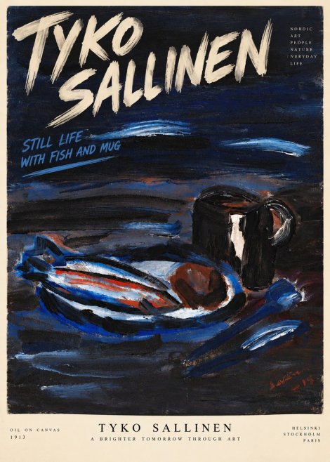 Tyko Sallinen Still Life with Fish and Mug No6 - Poster