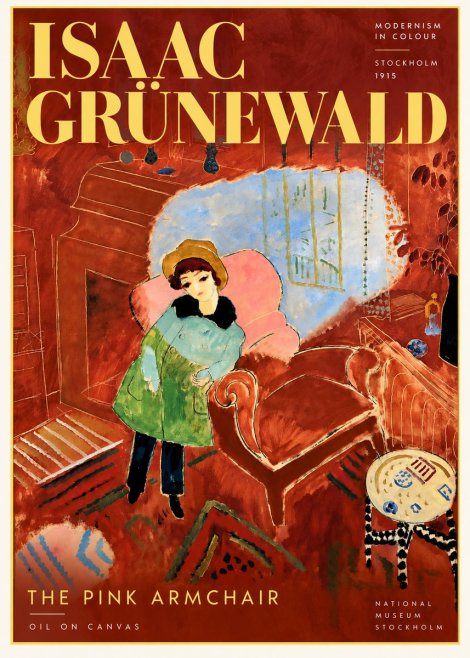 Isaac Grünewald Interior with Young Girl No6 - Poster