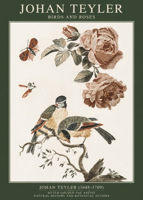 Johan Teyler Birds and Roses No1 - Poster