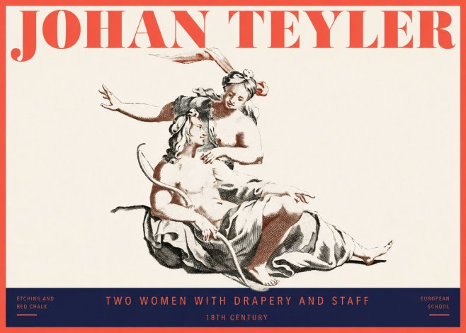 Johan Teyler Two Women with Drapery and Staff No2 - Poster