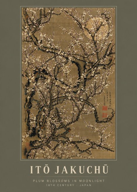 Itō Jakuchū Plum Blossoms in Moonlight No2 - Poster