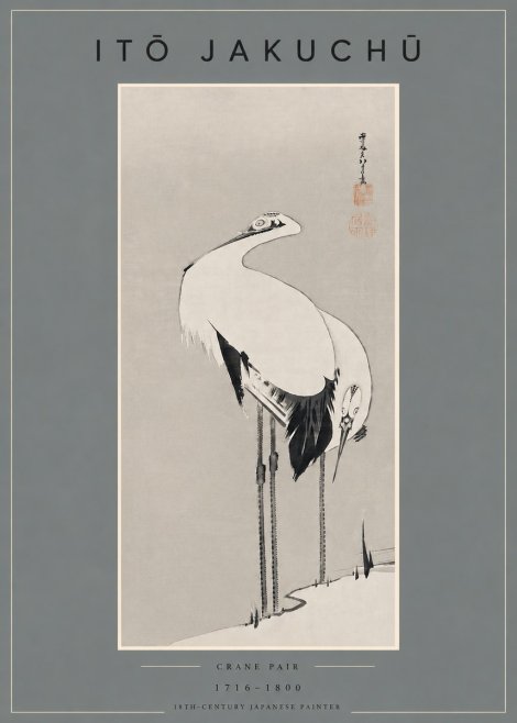 Itō Jakuchū Crane Pair No4 - Poster