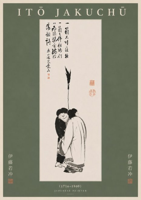 Itō Jakuchū Two Figures Holding a Staff No5 - Poster
