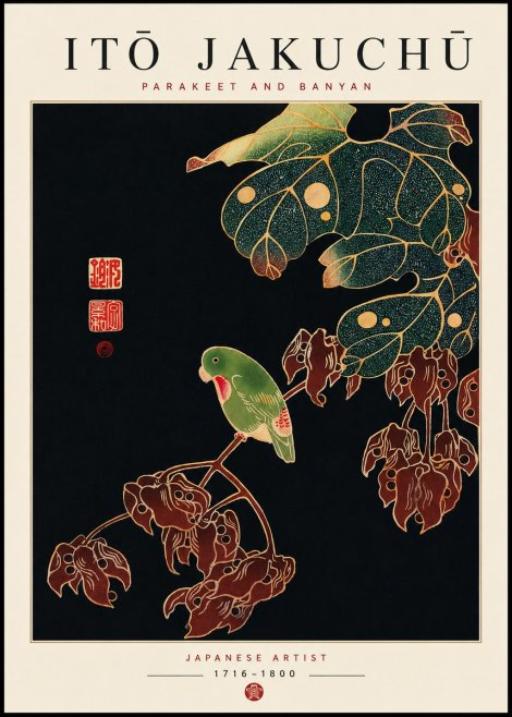Itō Jakuchū Parakeet and Banyan No3 - Poster