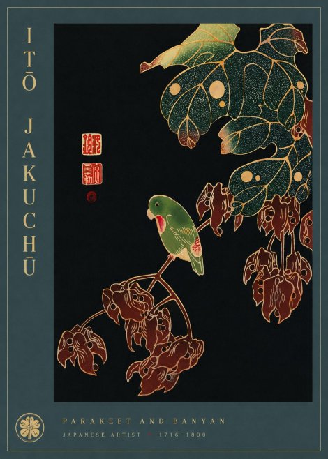 Itō Jakuchū Parakeet and Banyan No4 - Poster