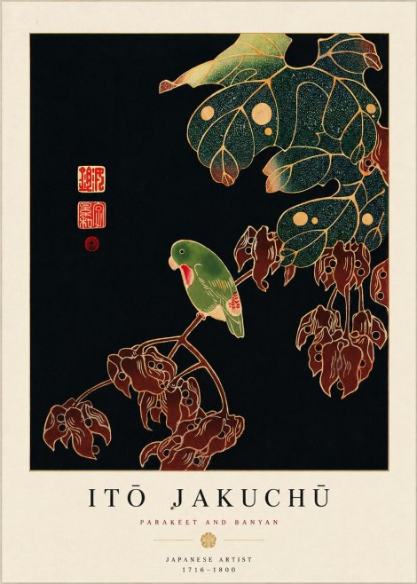 Itō Jakuchū Parakeet and Banyan No5 - Poster