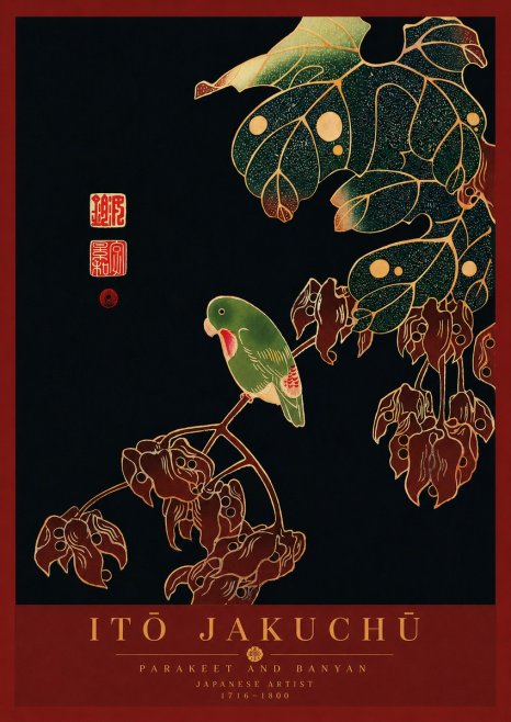 Itō Jakuchū Parakeet and Banyan No8 - Poster