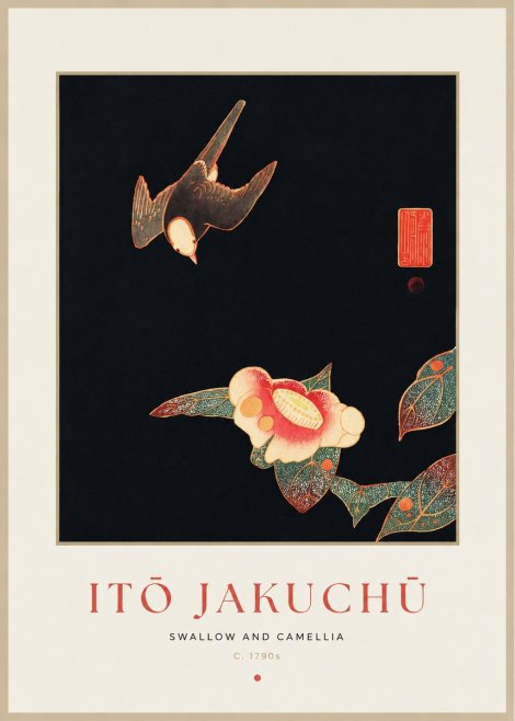 Itō Jakuchū Swallow and Camellia No1 - Poster