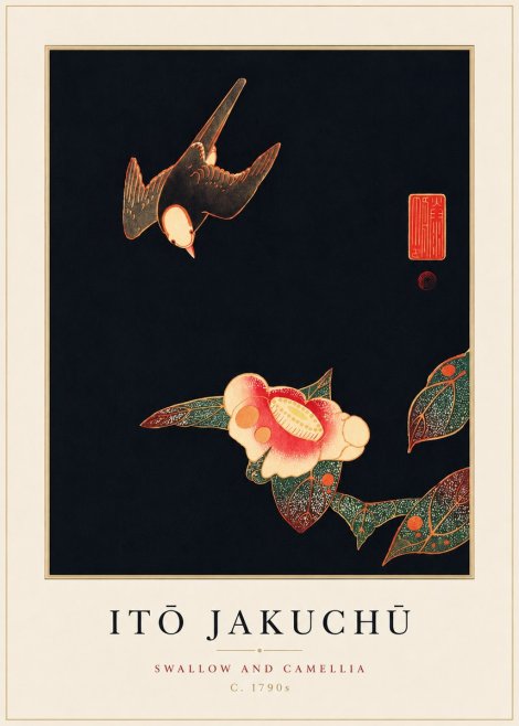 Itō Jakuchū Swallow and Camellia No3 - Poster