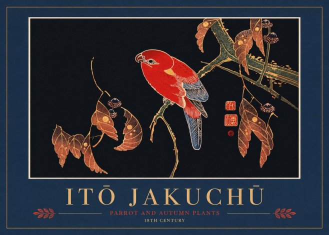 Itō Jakuchū Parrot and Autumn Plants No2 - Poster