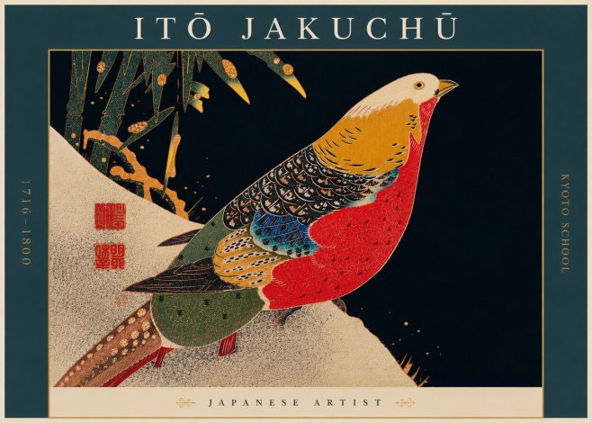 Itō Jakuchū Golden Pheasant and Bamboo No6 - Poster