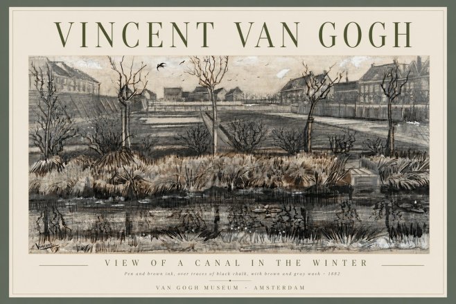 Van Gogh View of a Canal in the Winter No6 - Poster