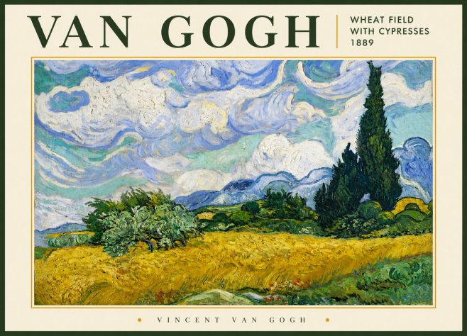 Van Gogh Wheat Field with Cypresses, 1889 No5 - Poster