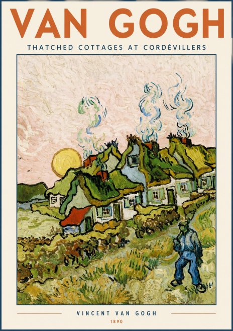 Van Gogh Cottages with Thatched Roofs No5 - Poster