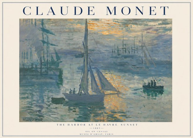 Monet The Harbor at Le Havre, Sunset No4 - Poster