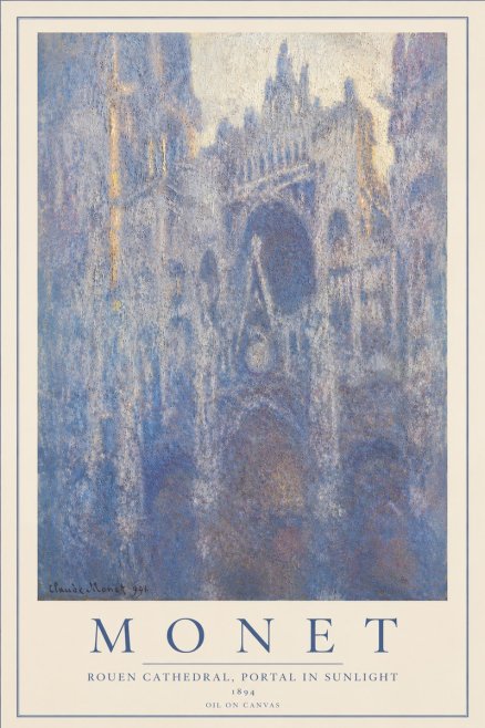 Monet Rouen Cathedral, Portal in Sunlight No4 - Poster