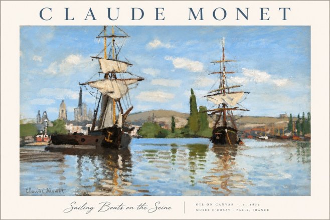 Monet Sailing Boats on the Seine No6 - Poster