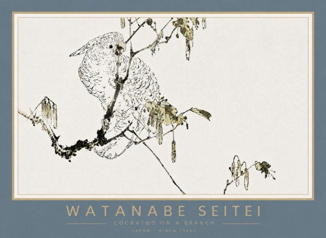 Watanabe Seitei Cockatoo on a Branch No4 - Poster
