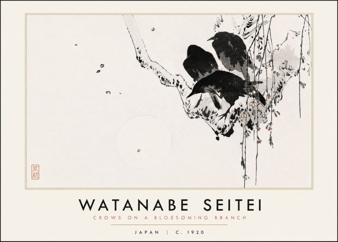 Watanabe Seitei Crows on a Blossoming Branch No6 - Poster