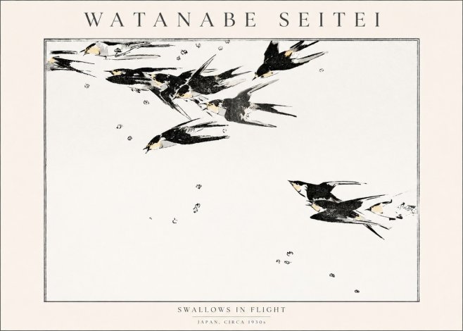 Watanabe Seitei Swallows in Flight No1 - Poster