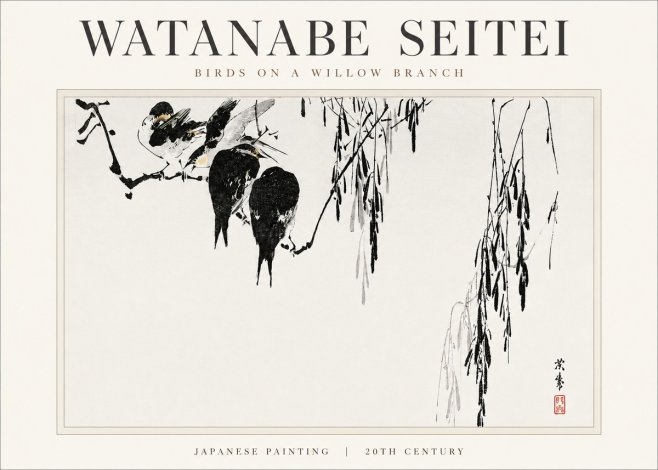Watanabe Seitei Birds on a Willow Branch No3 - Poster