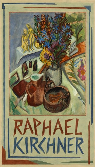 Raphael Kirchner Still Life with Blue Flowers and Figurines No1 - Poster