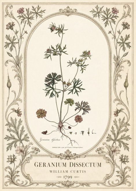 William Curtis Geranium Dissectum I No3 - Poster