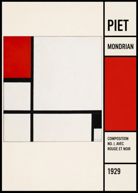 Piet Mondrian Composition No. I, Avec Rouge Et Noir No3 - Poster