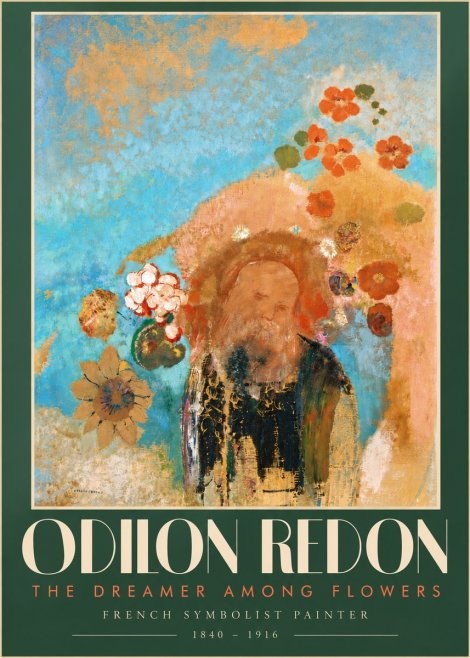 Odilon Redon The Dreamer Among Flowers No5 - Poster