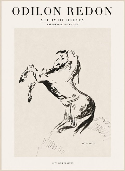 Odilon Redon Study of Horses No1 - Poster