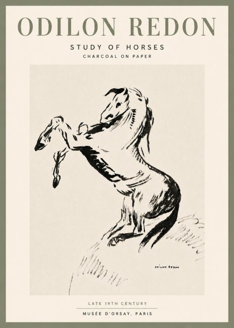 Odilon Redon Study of Horses No6 - Poster