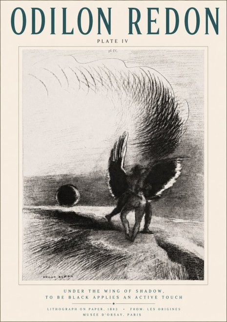Odilon Redon Sous L'aile D'ombre L'être Noir Appliquait Une Active Morsure Plate Iv No4 - Poster