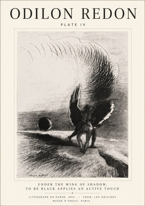 Odilon Redon Sous L'aile D'ombre L'être Noir Appliquait Une Active Morsure Plate Iv No5 - Poster
