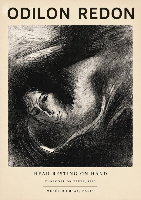 Odilon Redon Head Resting on Hand No5 - Poster