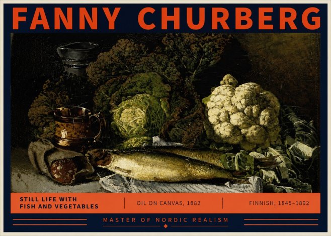 Fanny Churberg Still Life with Fish and Vegetables No2 - Poster