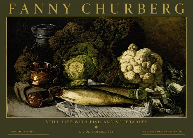 Fanny Churberg Still Life with Fish and Vegetables No4 - Poster
