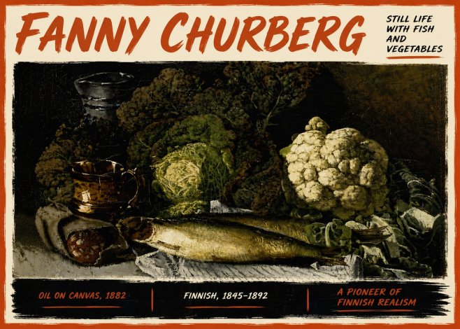 Fanny Churberg Still Life with Fish and Vegetables No6 - Poster