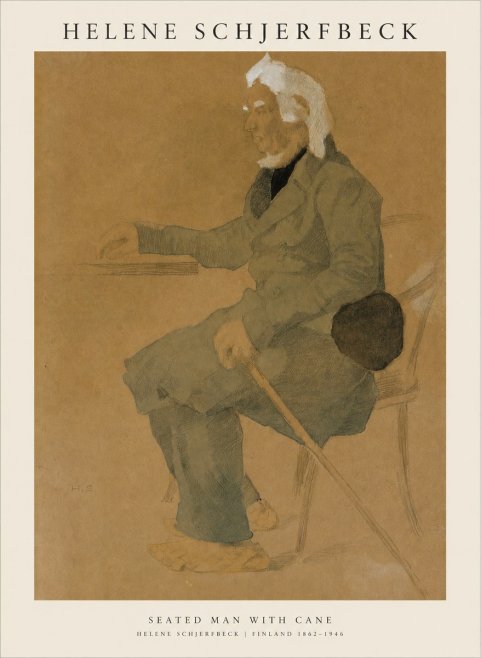Helene Schjerfbeck Seated Man with Cane No1 - Poster