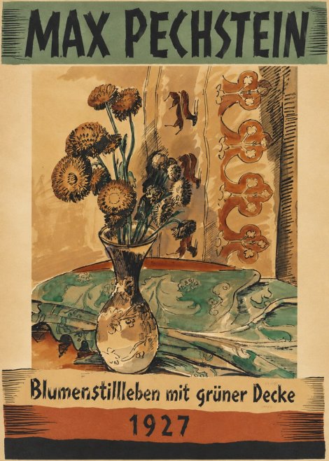 Max Pechstein Blumenstillleben Mit Grüner Decke No5 - Poster