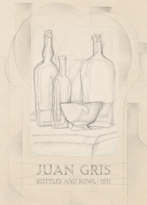 Juan Gris Bottles and Bowl No6 - Poster
