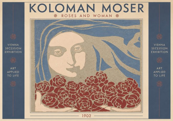 Koloman Moser Roses and Woman No2 - Poster