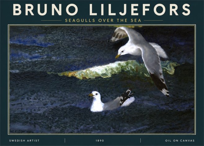 Bruno Liljefors Seagulls over the Sea No4 - Poster